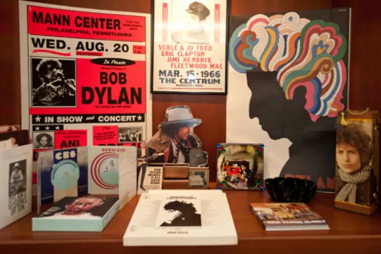 Items about Bob Dylan housed in what's believed to be the nation's only research archive devoted to the myth and meaning of Dylan at La Salle University's Connelly Library. (RON TARVER/Staff Photographer)