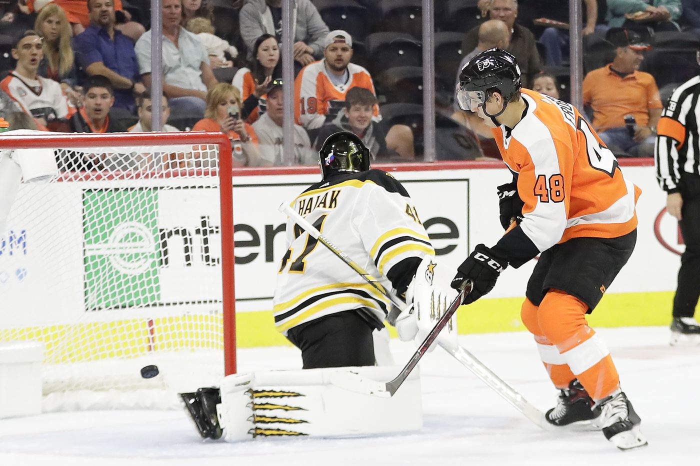 Morgan Frost gives strong showing, but Flyers lose to Bruins 3-1 and stay winless in preseason