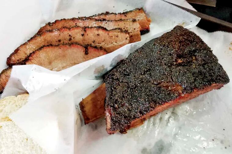 At Louie Mueller, a Texas-style barbecue spot in Taylor, outside Austin, brisket and beef short ribs are ordered by the pound, cafeteria-style, and served on butcher paper.