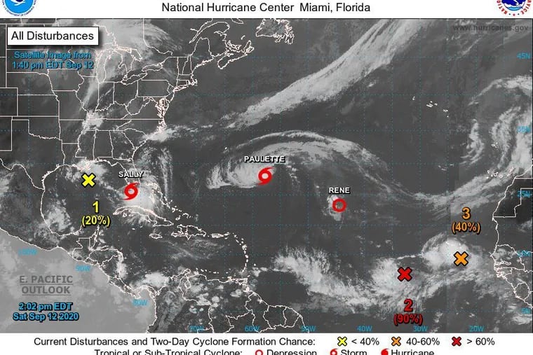 A satellite image of the hyperactive Atlantic tropics on Saturday.