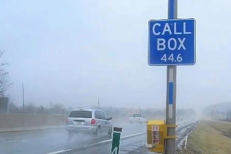 Call boxes like this are being removed from the Pennsylvania Turnpike,