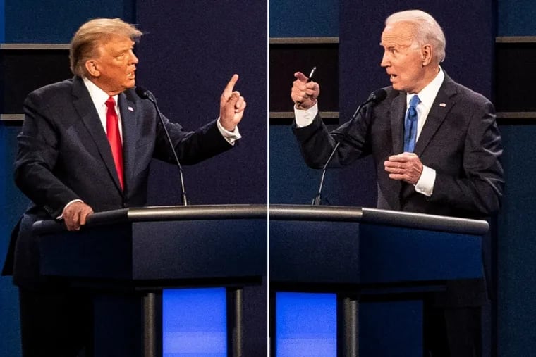 President Donald Trump and Joe Biden debate in November 2020 in Nashville.