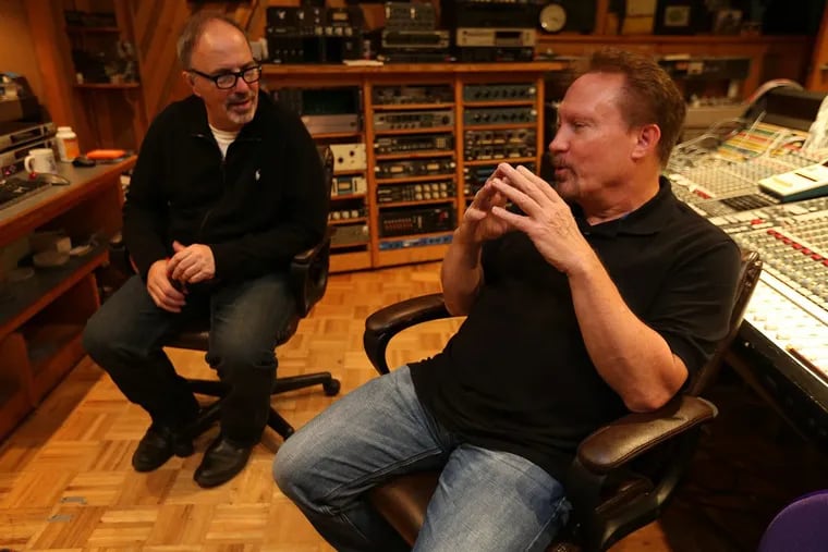 Joe Nicolo (right) and Chris Schwartz, founders of Ruffhouse Records,  in Studio 4 in Conshohocken.