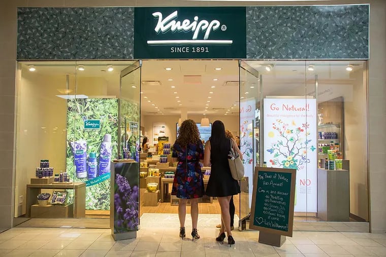 Kneipp, a German natural bath and beauty products company, made its North American debut Thursday at King of Prussia Mall.