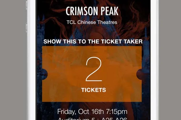 Sample image of a mobile movie ticket on an iPhone.