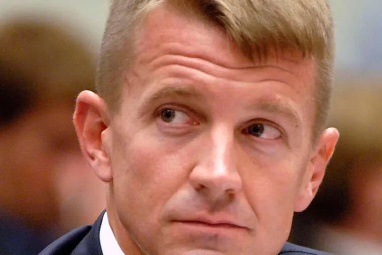 Erik Prince , founder of the Blackwater war contractor, says a bloated military and CIA are &quot;the greatest threat to liberty.&quot; BILL PUTNAM / Bloomberg