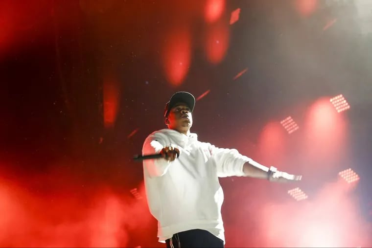 Jay-Z performs on the Rocky Stage during Made on America along the Benjamin Franklin Parkway on Sunday, September 3, 2017.