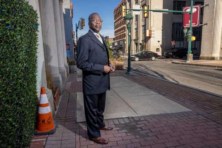 Chester Mayor Thaddeus Kirkland in the heart of the business district on the morning of Dec. 5, Avenue of the States and 5th Street. His administration is at odds with the state official who has filed for bankruptcy on the city's behalf.