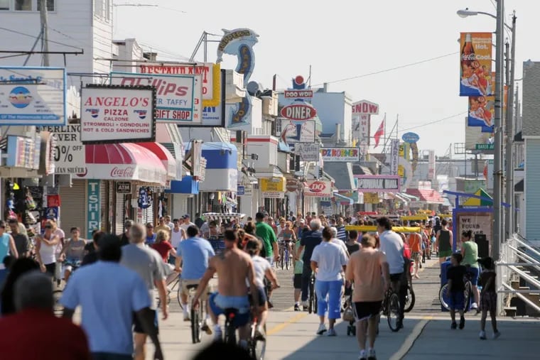 The boardwalk in  Wildwood. Every summer day at 11 a.m., the national anthem is played.