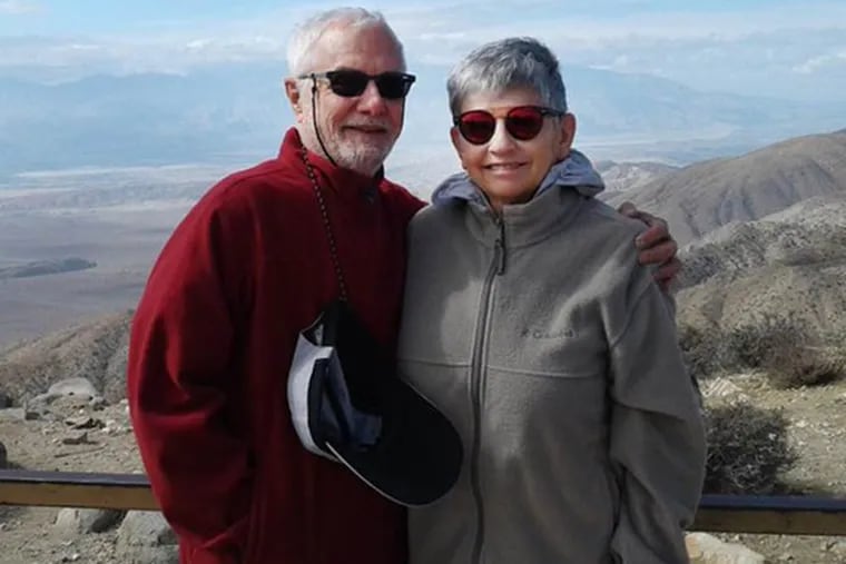 Alan Gross and his wife Jane Townsend on vacation in California in February  2018, three years after T cell therapy saved him from terminal lymphoma.