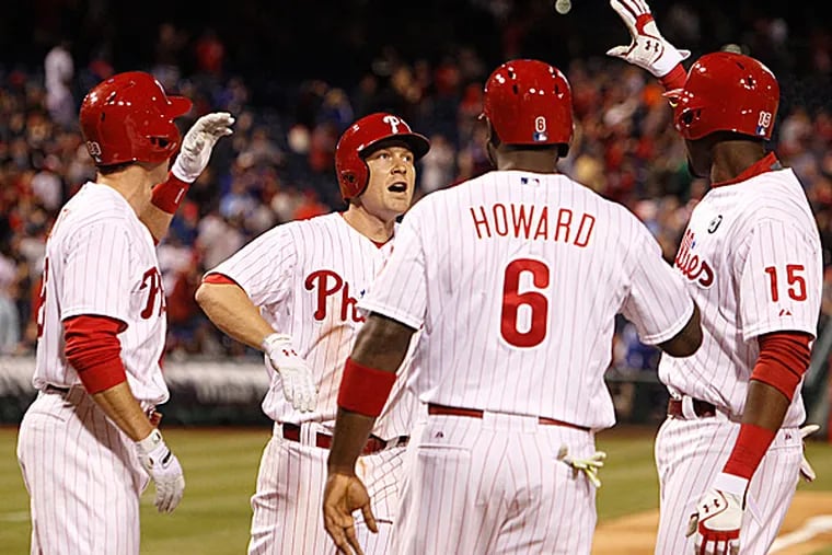 The Phillies' Cody Asche, Ryan Howard, Chase Utley and John Mayberry Jr. (Ron Cortes/Staff Photographer)