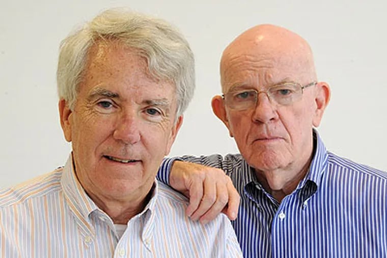 James B. Steele and Donald L. Barlett (right), Pulitzer Prize-winning journalists, have worked together 40 years. (Clem Murray / Staff Photographer)