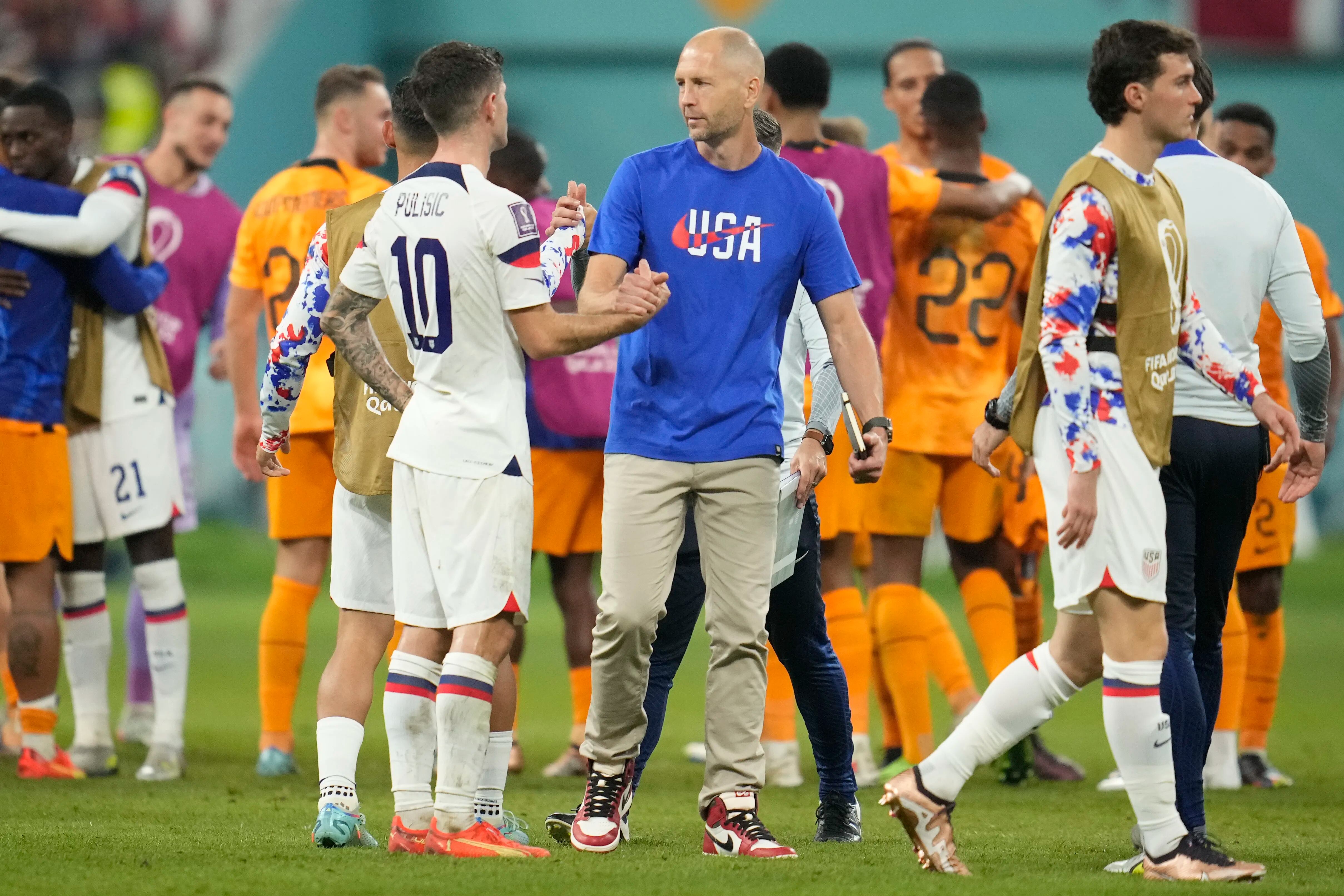 Gregg Berhalter (center) will be back on the sidelines as U.S. manager next month.
