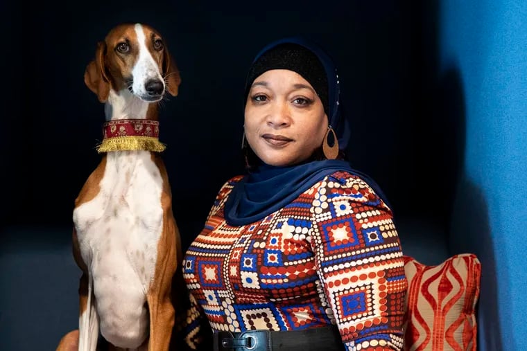 Aliya Taylor with Bahir, her Azawakh, during a press event for the Kennel Club of Philadelphia National Dog Show.