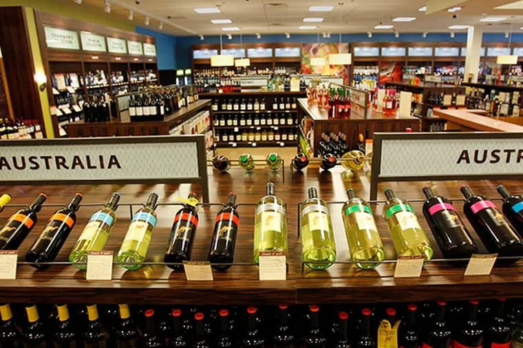 Bottles of wine on display inside the Wine and Spirits Shoppe at 1940  Columbus Blvd. ( David Maialetti / Staff Photographer)