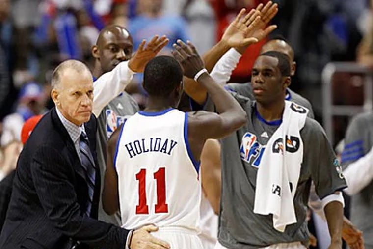 Doug Collins and the Sixers host the Dallas Mavericks tonight at the Wells Fargo Center. (Yong Kim/Staff Photographer)