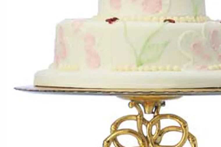 Night Kitchen Bakery cake; golden vine cake pedestal from L’Object.