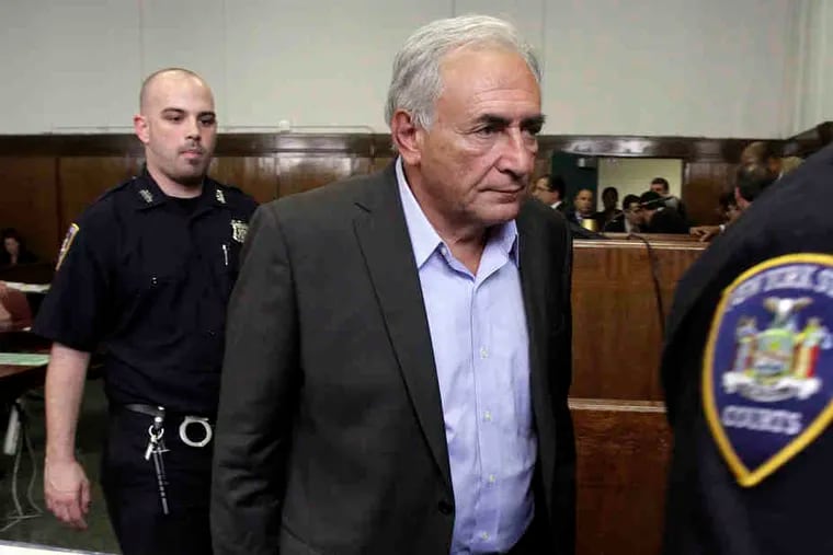 France's Dominique Strauss-Kahn, after his bail hearing in New York. In the U.S., it's a public service to point out leaders' character flaws. In French culture, not so much.