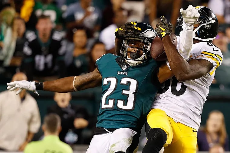 Rodney McLeod intercepted a pass intended for the the Steelers’ Darrius Heyward-Bey.