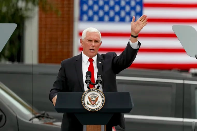 Vice President Mike Pence at a "Cops for Trump" campaign event in Greensburg, Pa., on July 30, 2020.