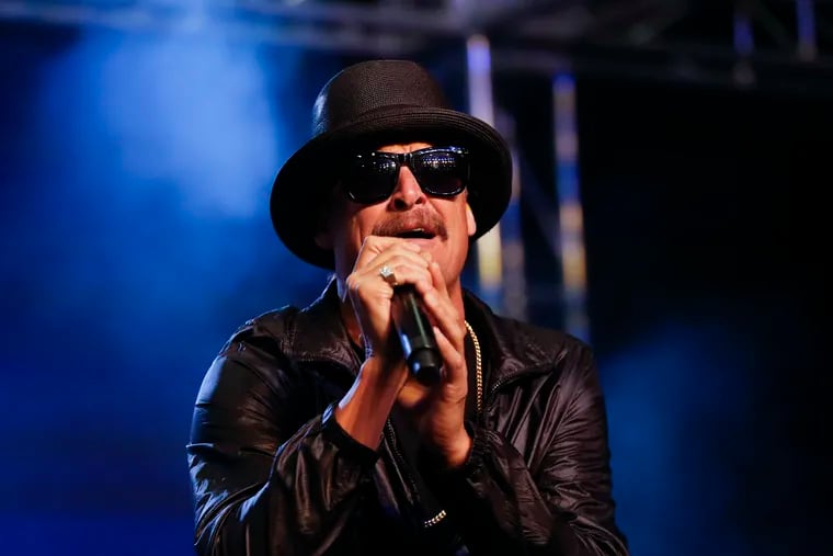FILE- In this Oct. 17, 2018, file photo Kid Rock performs during a rally for Republican U.S. Senate candidate John James in Pontiac, Mich. Nashville’s mayor might be a no-show at a city Christmas parade if Kid Rock serves as grand marshal. A spokesman for Mayor David Briley says Kid Rock’s comments about “The View” host Joy Behar were “hateful” and that the singer doesn’t belong at the head of a parade. (AP Photo/Paul Sancya, File)