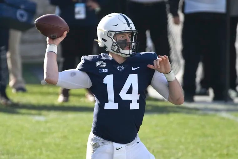 Penn State quarterback Sean Clifford throws a pass against Michigan State in the second quarter. He completed 8-of-13 passes in the second half for 140 yards and two touchdowns.