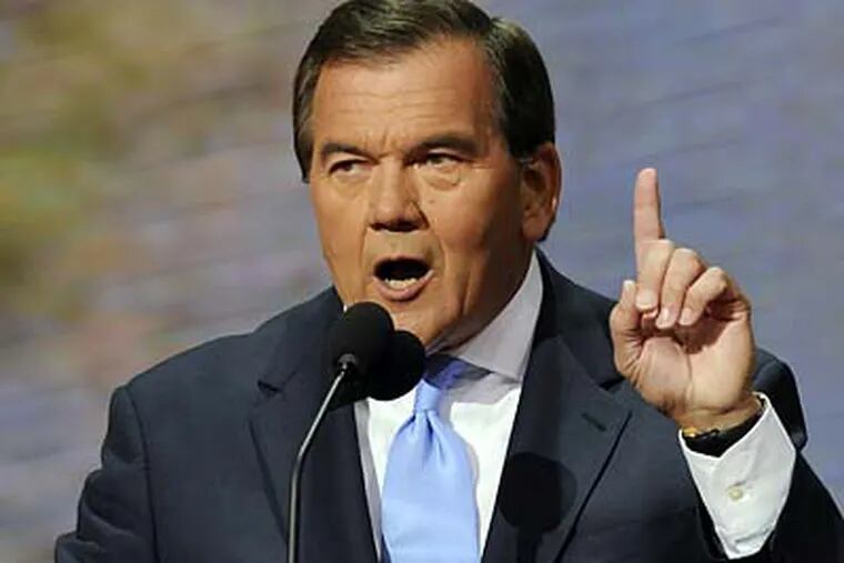 A poll released Tuesday showed that former Pennsylvania governer Tom Ridge could beat Pat Toomey or Arlen Specter in a head-to-head race for Specter's senate seat. (Susan Walsh/AP file photo)