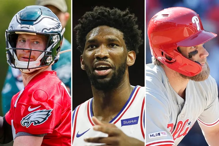 Carson Wentz, Joel Embiid, and Bryce Harper are pivotal to their respective team's success for the next several years.
