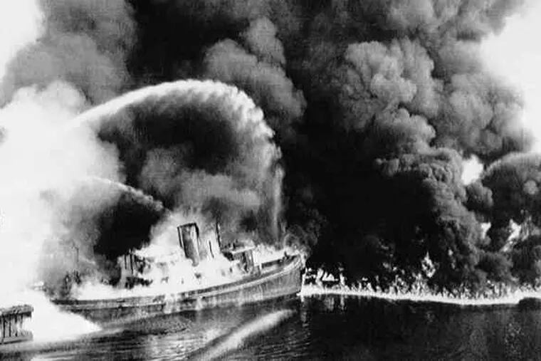 On June 25, 1969, near downtown Cleveland, the Cuyahoga River caught fire due to oil and other industrial wastes that had collected in the waterway.