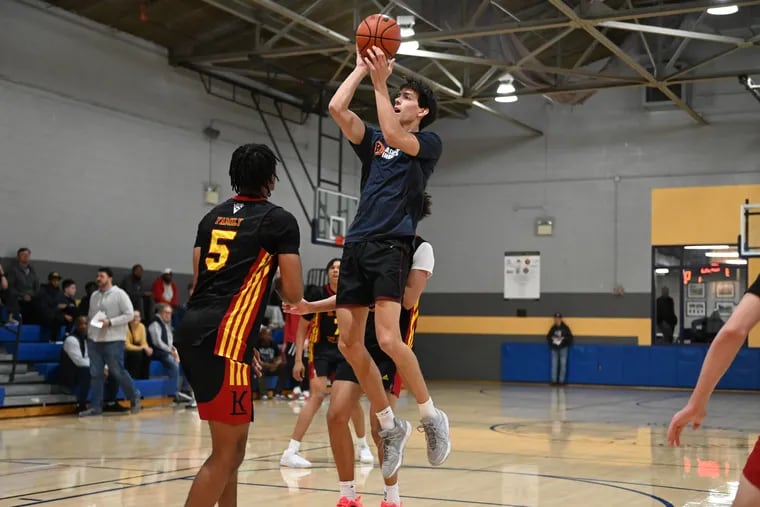 Rocktop Academy's Jackson Gaffney goes up for a shot last week during the Donofrio Classic at the Fellowship House in Conshohocken.