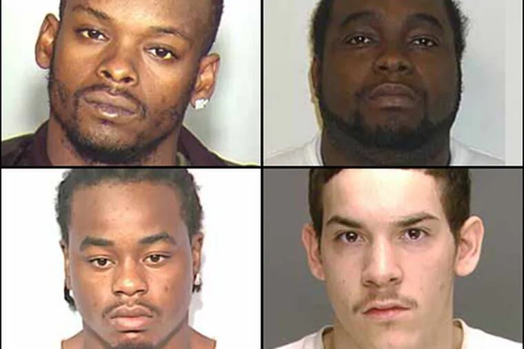 Clockwise, from top left: Elton Marvin Cromwell, John Calvin “G” Guerra, Edinelson 'Eddie' Mendez Jr. and Duane Roger “D Boy” Thomas, were all charged with running a prostitution ring.