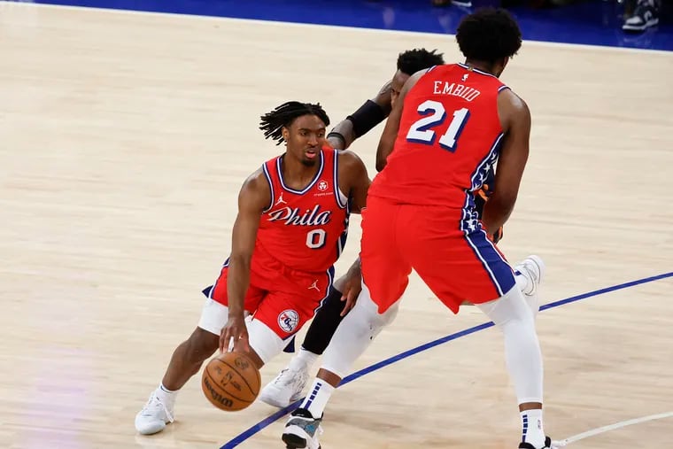 Tyrese Maxey and Joel Embiid combined to score 69 of the Sixers' 101 points in Game 2 against the Knicks.