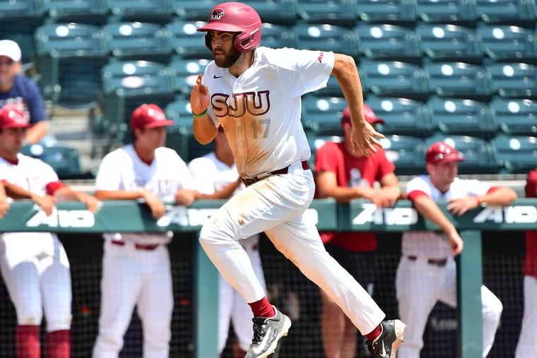 St. Joseph's Luke Zimmerman went 3-for-4 with three RBIs in the Hawks' loss on the opening play of the A-10 baseball tournament.