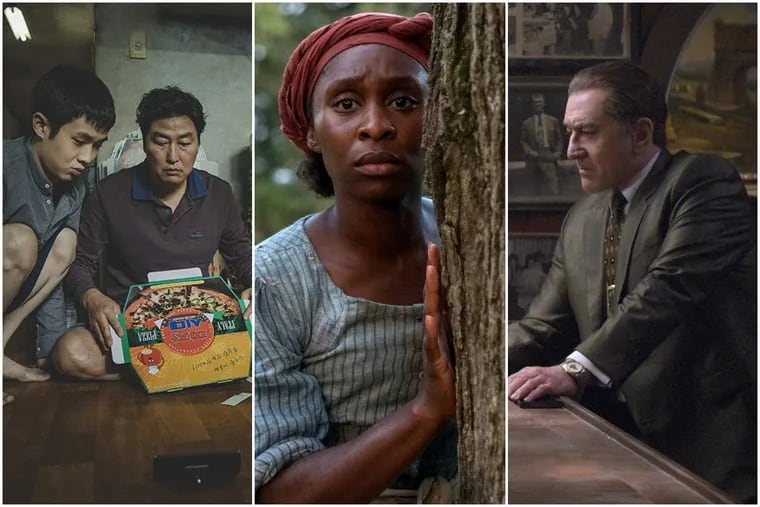A scene from Bong Joon-Ho's 'Parasite,' Kasi Lemmons' 'Harriet,' and Martin Scorsese's 'The Irishman,' all playing at the Philadelphia Film Festival