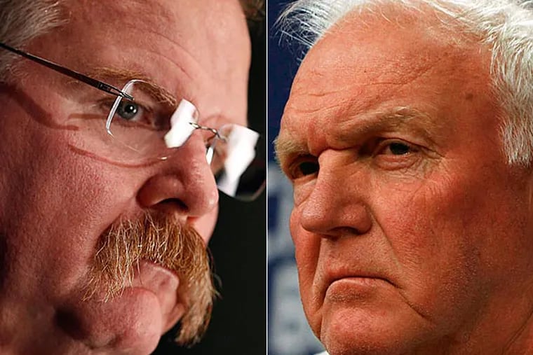 Eagles coach Andy Reid (left) and Phillies manager Charlie Manuel (right) (AP staff photos)