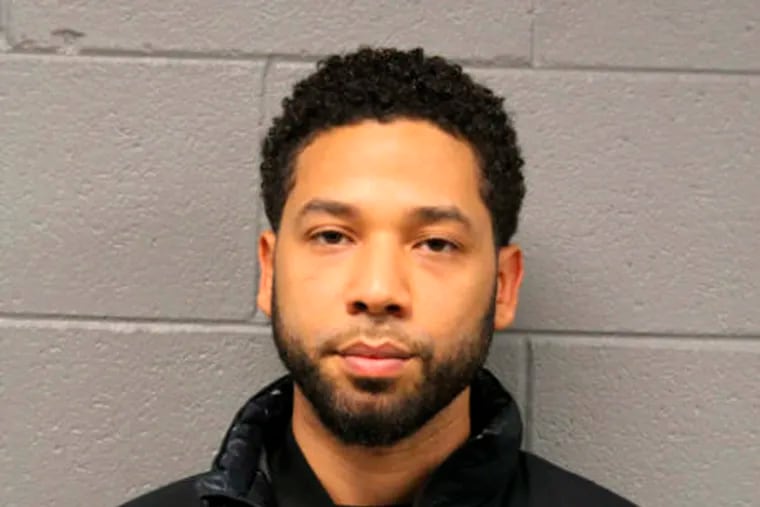 Mug shot released Thursday, Feb. 21, 2019, by the Chicago Police Department shows actor Jussie Smollett, who police say turned himself in to face a charge of making a false police report.