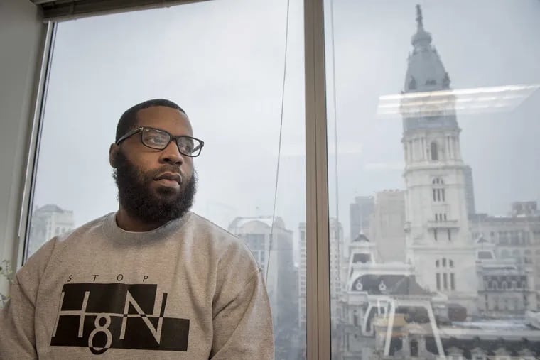 Kevin Prince of North Philadelphia in the office of his attorney David S. Nenner, at Two Penn Center, Philadelphia on Friday, March 10, 2017. Prince spent 17 months behind bars on a false accusation.