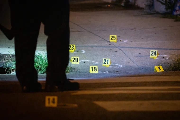 File photo. Police investigate a shooting in Philadelphia in 2021.