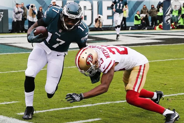 Eagles wide receiver Alshon Jeffery plays his former team, the Chicago Bears, on Sunday.