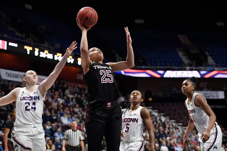 Temple's Mia Davis (25) earned Big 5 Player of the Year after averaging 18.8 points per game.