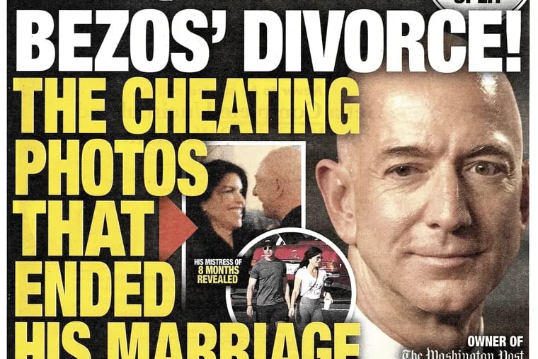 The front page of the Jan. 28, 2019, edition of the National Enquirer features a story about Amazon founder and CEO Jeff Bezos' divorce.