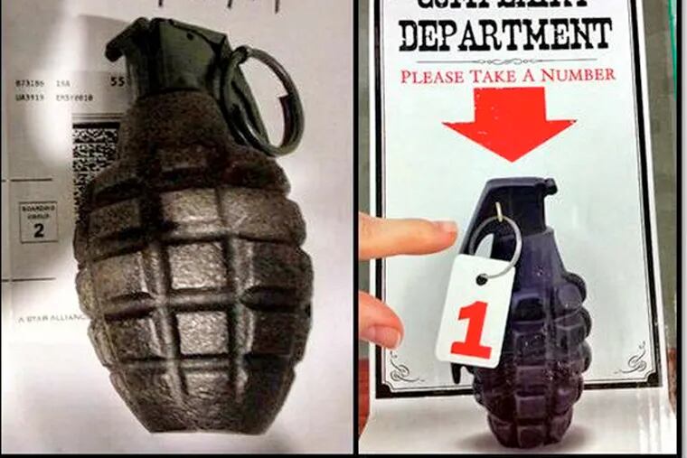 Grenades confiscated at American airports in 2014. (Image taken from The TSA Blog)