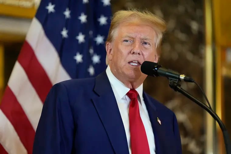 Former President Donald Trump speaks during a news conference at Trump Tower on Friday, a day after a New York jury found him guilty of 34 felony charges.