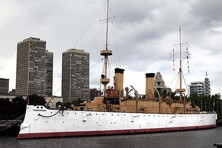 The cruiser USS Olympia at Penns Landing on Saturday afternoon. (Laurence Kesterson / Staff Photographer)