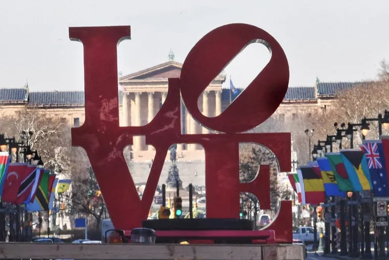 The LOVE sculpture is back home placed at John F. Kennedy Plaza, just in time for Valentine’s Day.