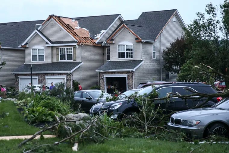 Damage from a tornado that touched down in Morgantown, Berks County, on Tuesday.