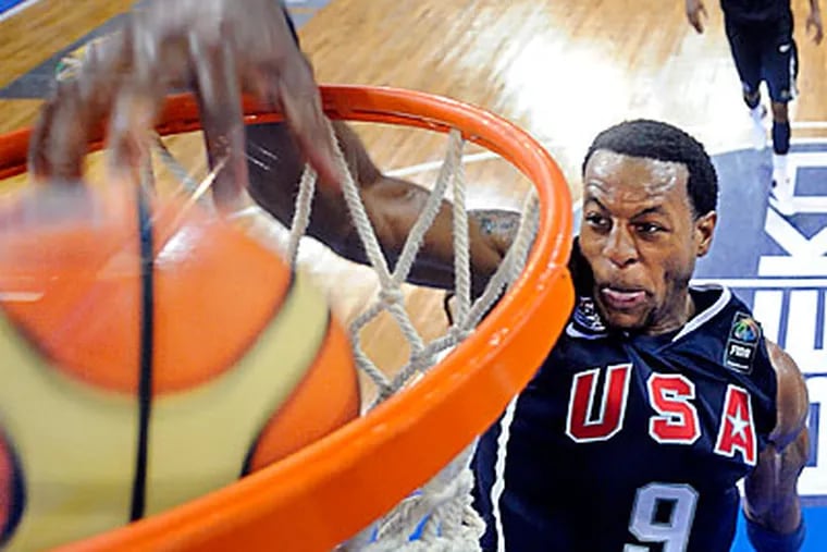 Andre Iguodala has been playing well for the U.S. team in Turkey.  (AP Photo/Mark J. Terrill)