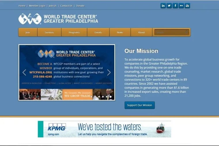 The website of the World Trade Center of Greater Philadelphia