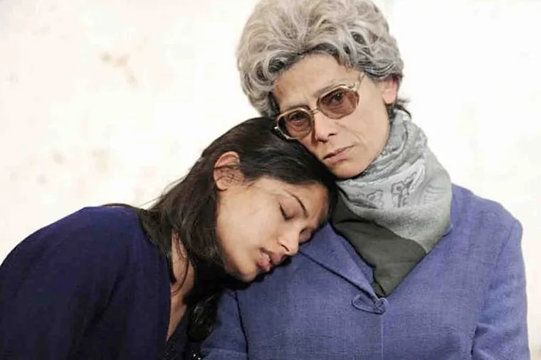 Freida Pinto (left) and Hiam Abbass star in &quot;Miral.&quot;