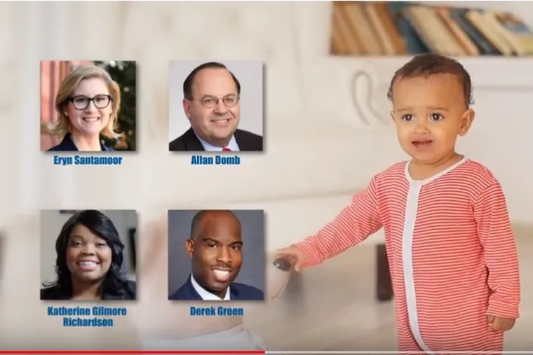 A screenshot of an ad funded by Philly for Growth, a new political action committee backing four Democratic Council candidates this year.